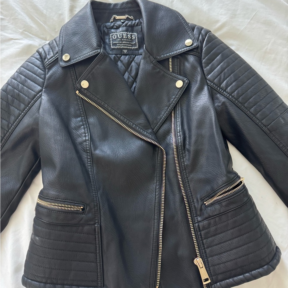 Guess Black womens Moto Jacket with Gold Hardware never used